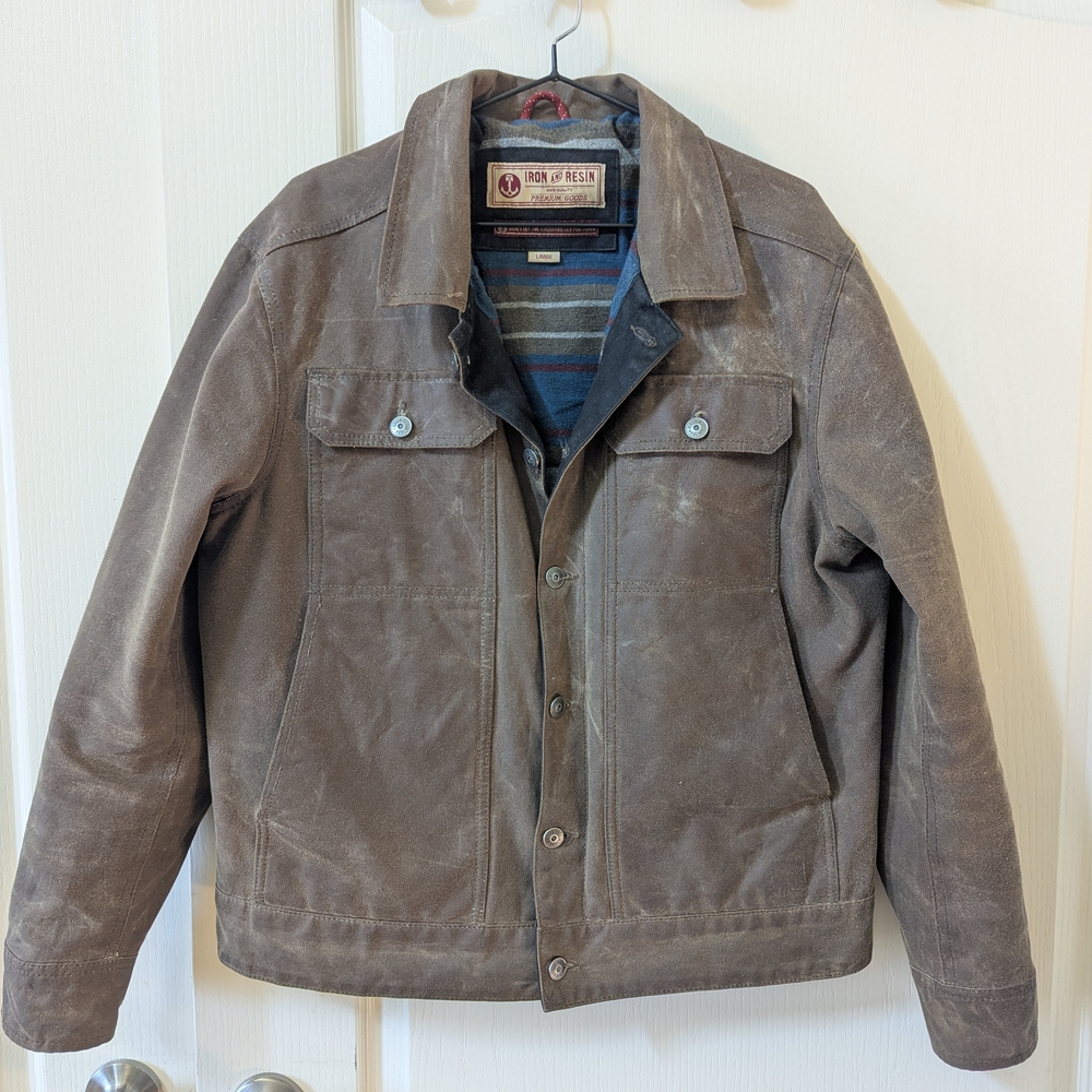 Iron & Resin Brown Waxed Canvas Military Field Jacket